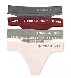 Seamless Thong - 4 Pack Pearl/Ice/Fig/Stripe M
