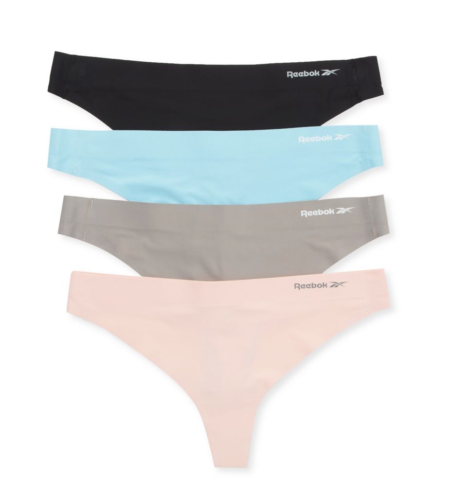 Reebok ~ Womens Thong Underwear Panties Nylon Blend 4-Pair (A) ~ M