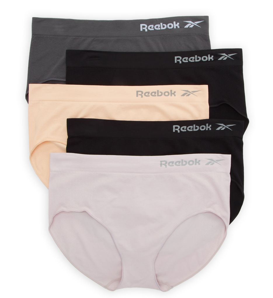 Plus Size Seamless Brief Panty - 5 Pack Black/Grey/Rose 1X by Reebok