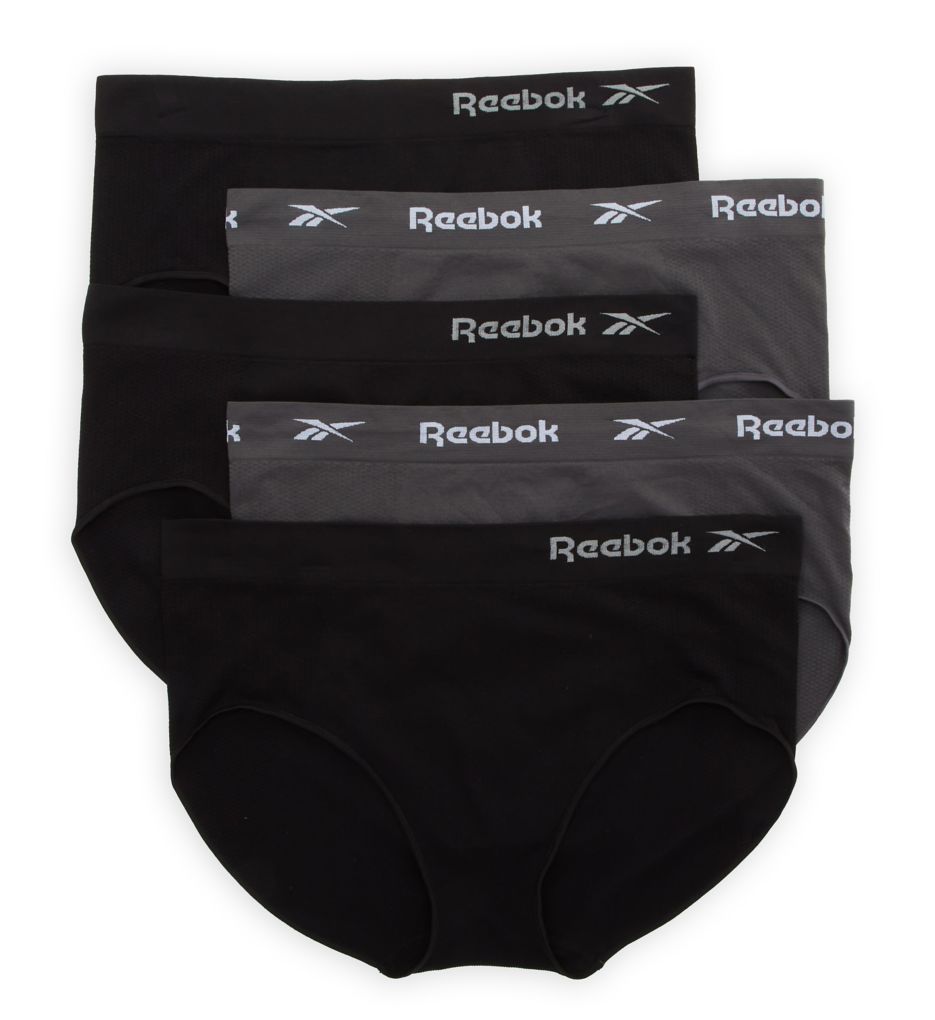 Plus Size Seamless Brief Panty - 5 Pack Black/Grey/Rose 1X by Reebok