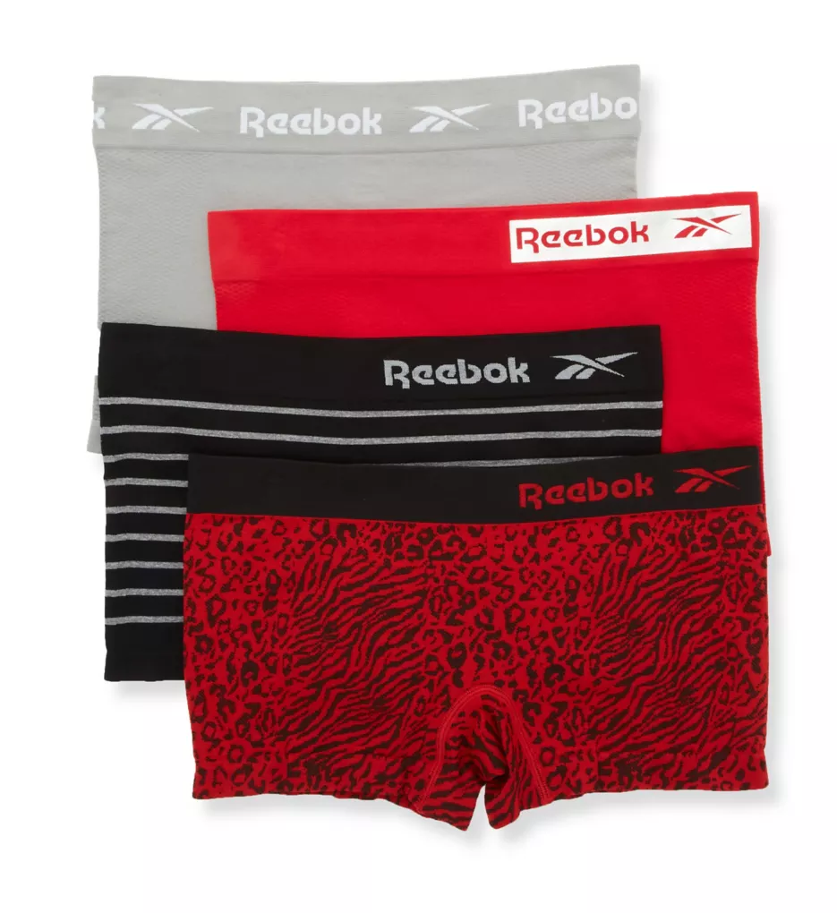 Seamless Boyshort Panty - 4 Pack Red/Gray/Black/Stripe M