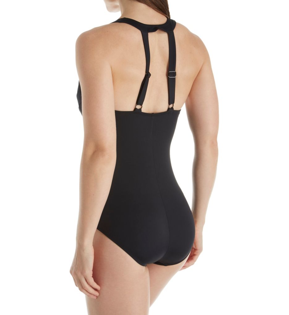 Flyin High Neck Zip Front One Piece Swimsuit-bs