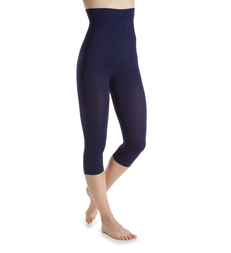 Seamless Shaping Capri Legging Navy S by Rhonda Shear