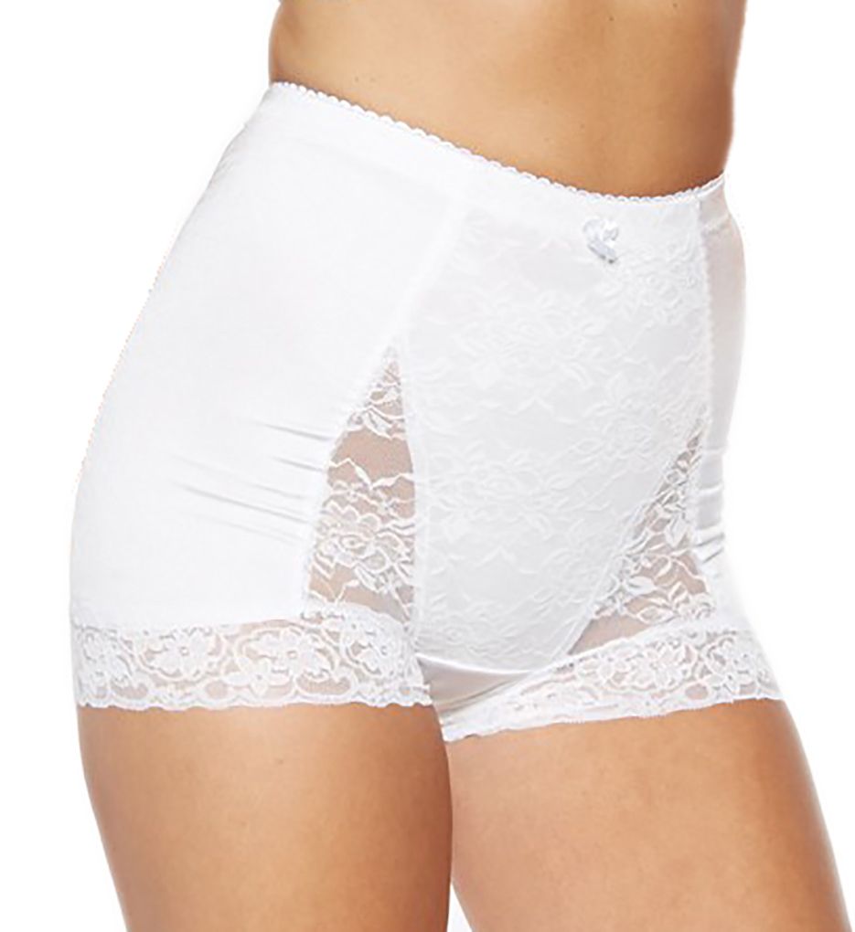 Women's Rhonda Shear 3999 Pin-Up Lace Front Brief Panty (White M) 