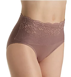 Seamless Brief Panty with Lace Overlay Cocoa S
