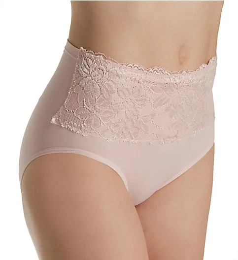 Rhonda Shear Seamless Brief Panty with Lace Overlay 4220