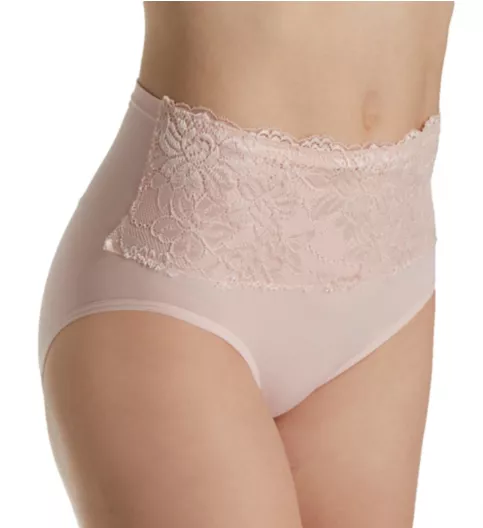 Rhonda Shear Seamless Brief Panty with Lace Overlay 4220