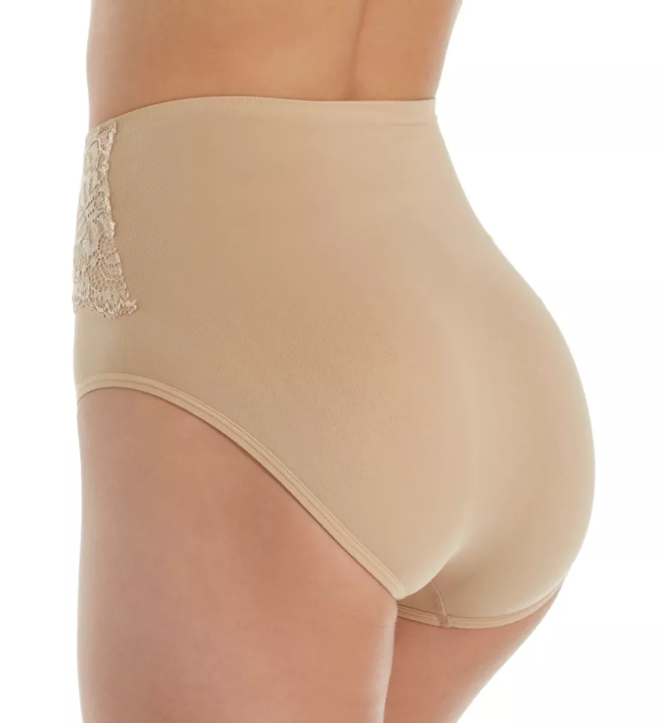 Seamless Brief Panty with Lace Overlay Misty Lilac S by Rhonda Shear