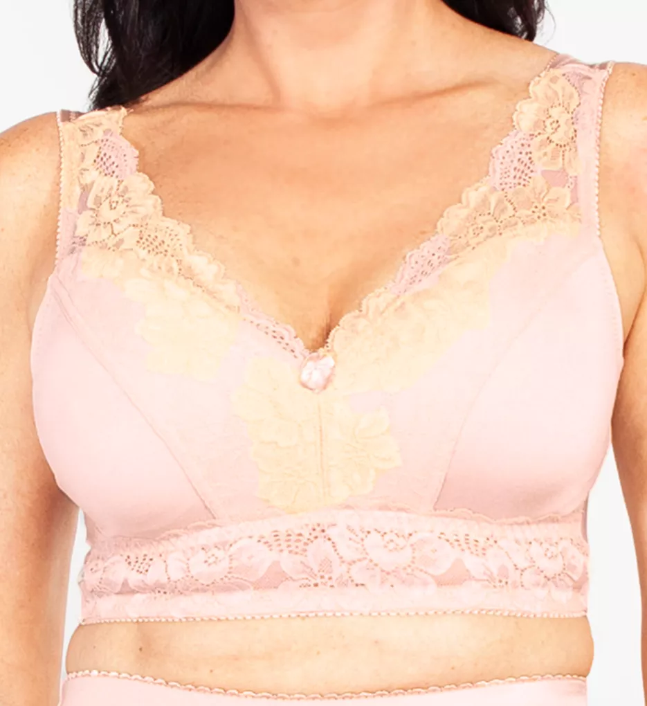 Pin Up Lace Leisure Bra with Removable Pads Lt. Pink/ Lt. Yellow S