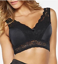 Ahh Pin-Up Lace Leisure Bra with Removable Pads Black XL
