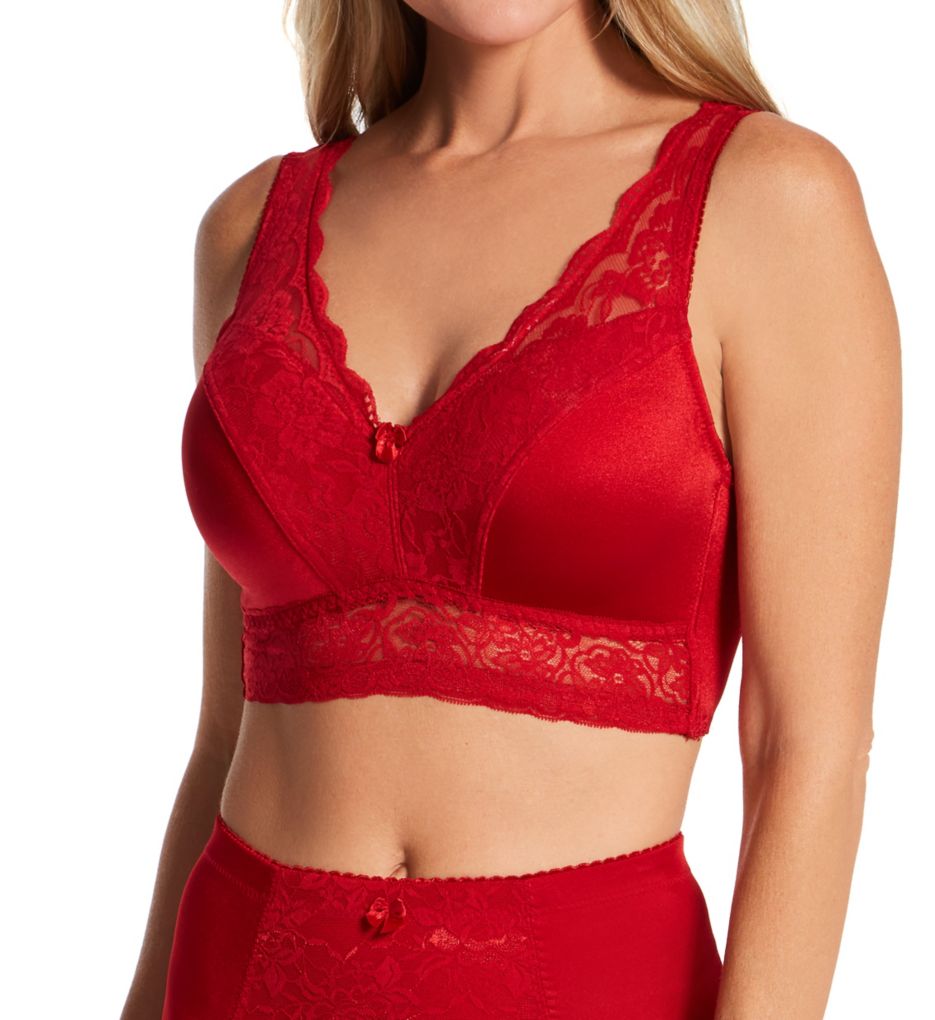 Ahh Pin-Up Lace Leisure Bra with Removable Pads Cherry S