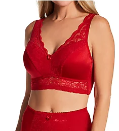 Ahh Pin-Up Lace Leisure Bra with Removable Pads Cherry M