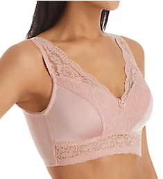 Ahh Pin-Up Lace Leisure Bra with Removable Pads Rose Blush 1X