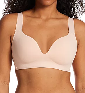 Plunge Wireless Bra with Adjustable Straps Pink Beige 1X