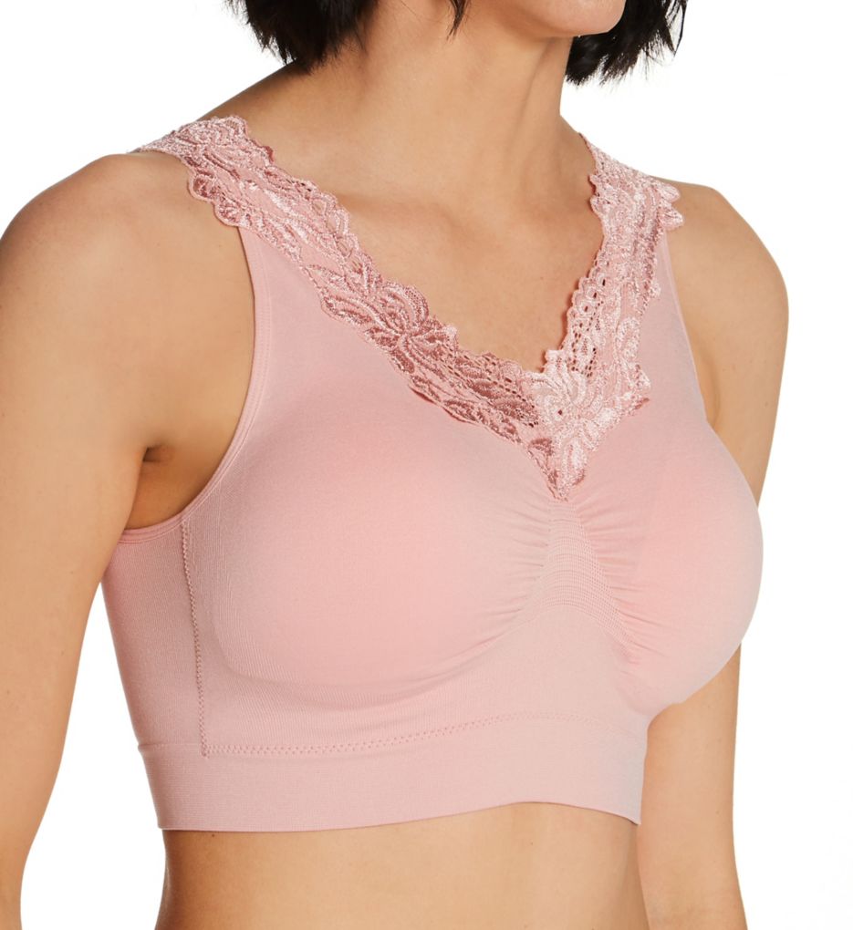 Lace Trim Longline Ahh Bra PINK M by Rhonda Shear