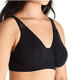 Seamless Underwire Bra with Lace Strap Inset Black XS