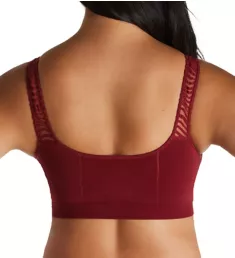 Seamless Underwire Bra with Lace Strap Inset Burgundy XS