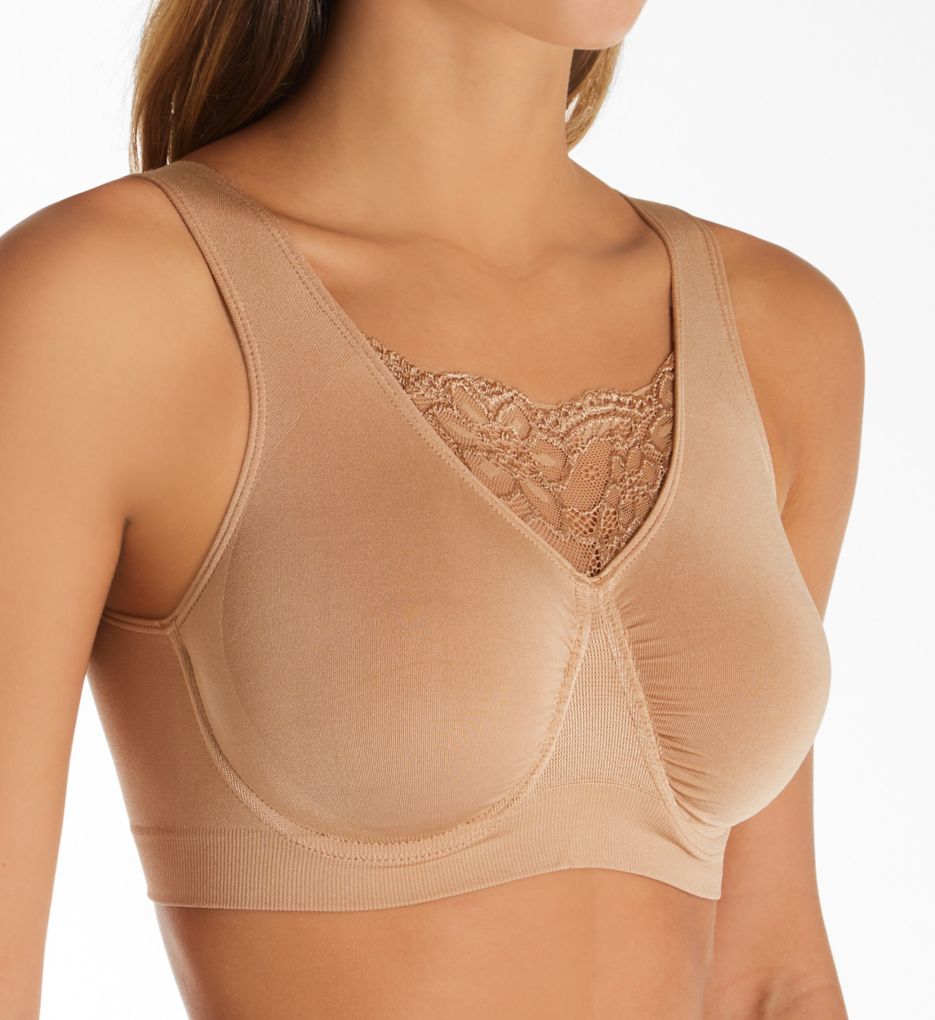 Rhonda Shear : Rhonda Shear 9298 Lace Seamless Underwire Bra (Nude S)