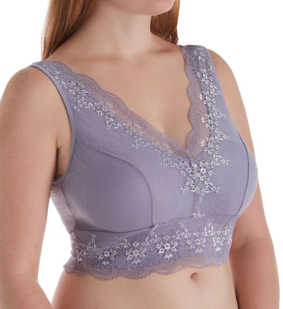 Rhonda Shear : Rhonda Shear 9343 Seamless Bra with Lace Overlay (Grey Lilac S)