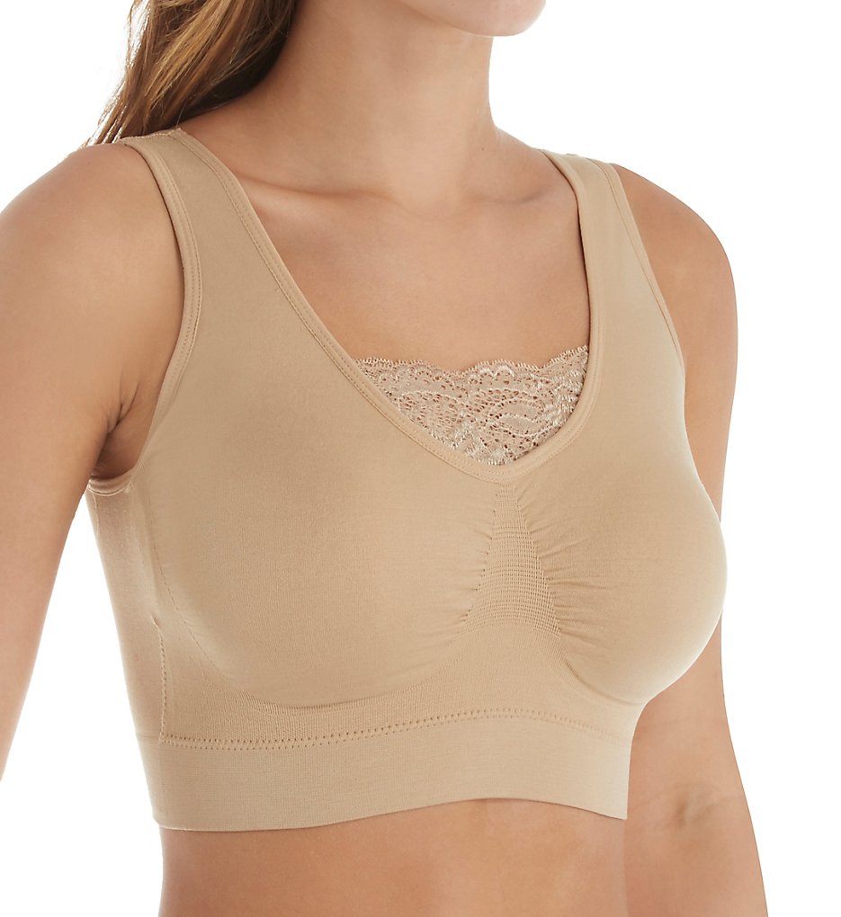 Rhonda Shear 9347 Ahh Bra Double Layer with Lace Inset (Nude)