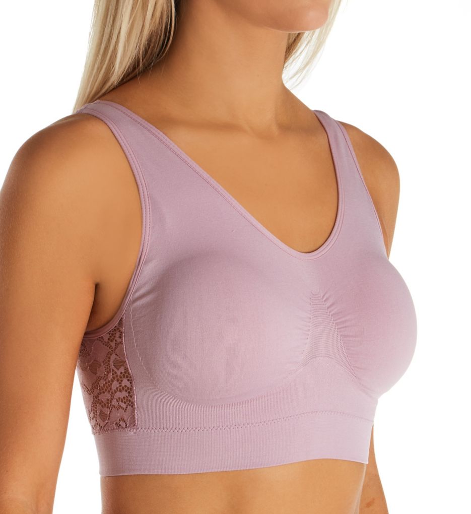 Rhonda Shear : Rhonda Shear 9360 Lace Back Seamless Bra (Mauve XL)