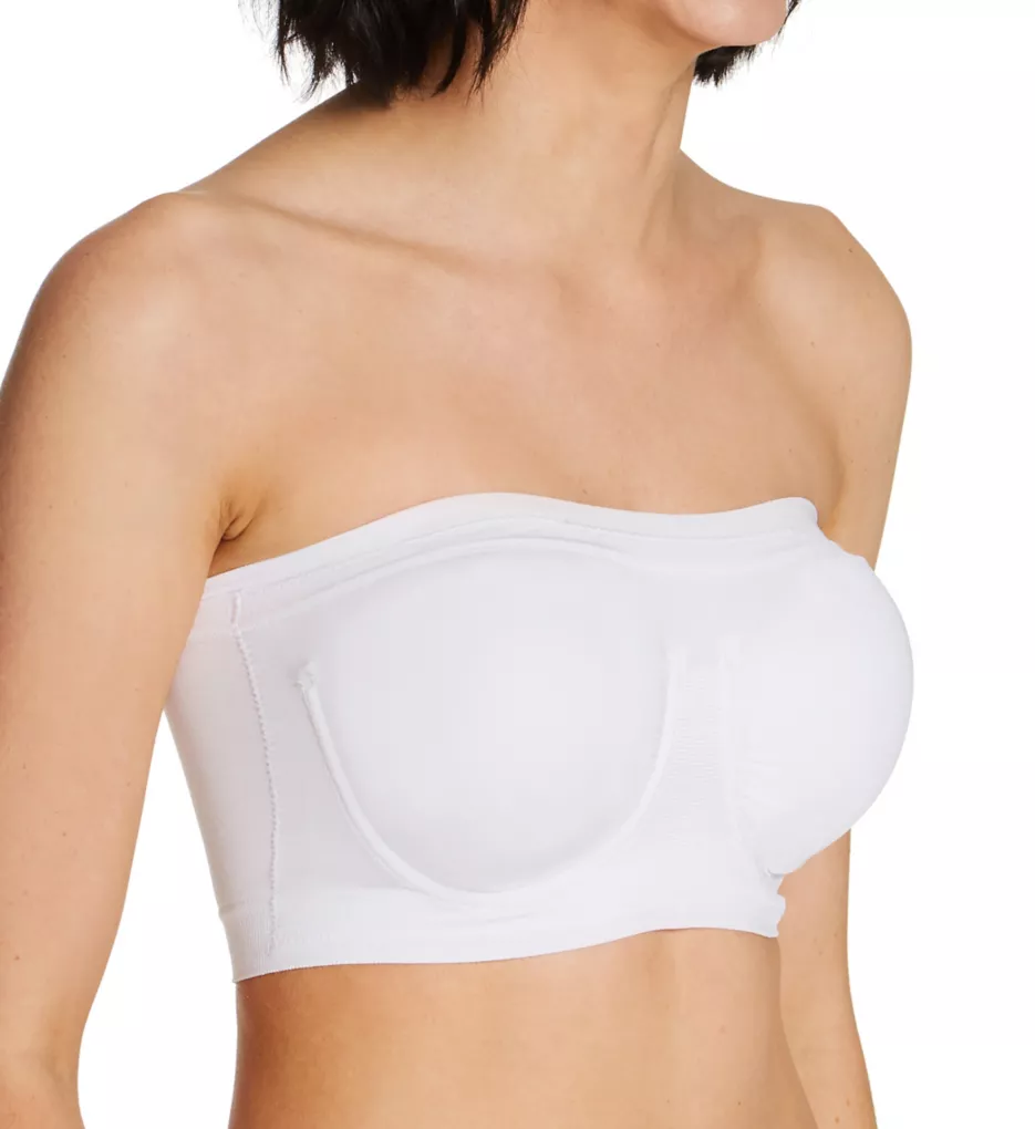 Bandeau Bra with Removable Pads White 1X