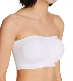 Bandeau Bra with Removable Pads White 1X