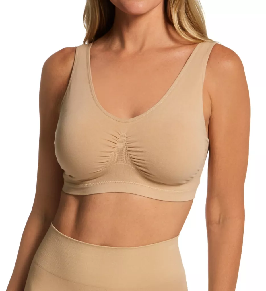 Cotton Blend Ahh Bra with Removable Pads Beige 1X