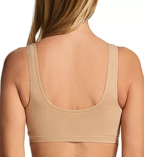 Cotton Blend Ahh Bra with Removable Pads Beige 1X