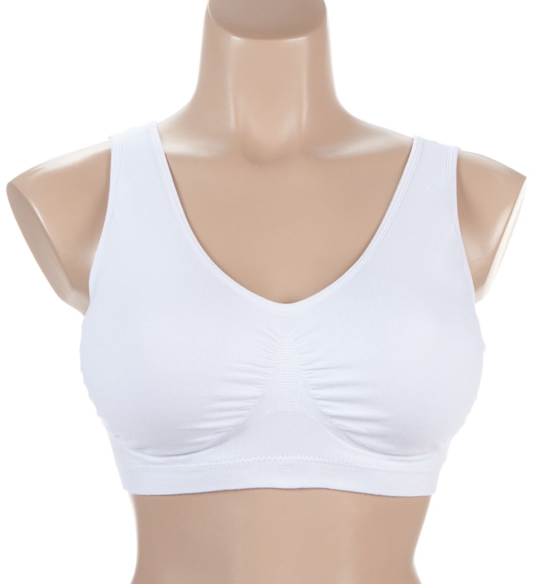 Rhonda Shear Cotton Blend Ahh Bra with Removable Pads White S  - Image 1