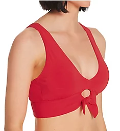 Ava Over The Shoulder Bikini Swim Top Fiery Red L