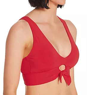 Ava Over The Shoulder Bikini Swim Top Fiery Red XS
