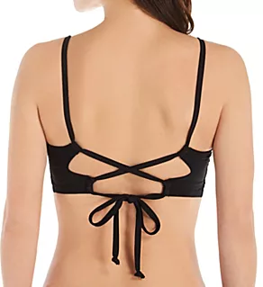 Ava D Cup Twist Front Bikini Swim Top Black S (D)