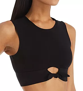 Ava Tank Top Front Tie Bikini Swim Top Black XS