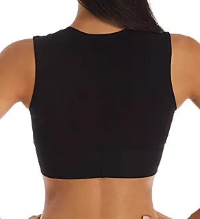 Ava Tank Top Front Tie Bikini Swim Top Black XS
