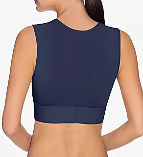 Ava Tank Top Front Tie Bikini Swim Top Navy S