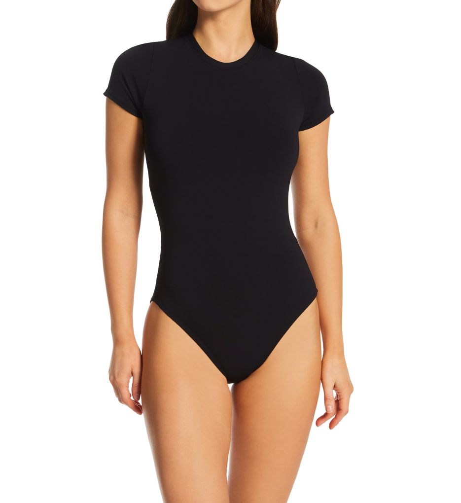 Tavik Short-Sleeve One-Piece Swim Suit  One piece swimsuit with shorts,  Cute one piece swimsuits, Black one piece swimsuit