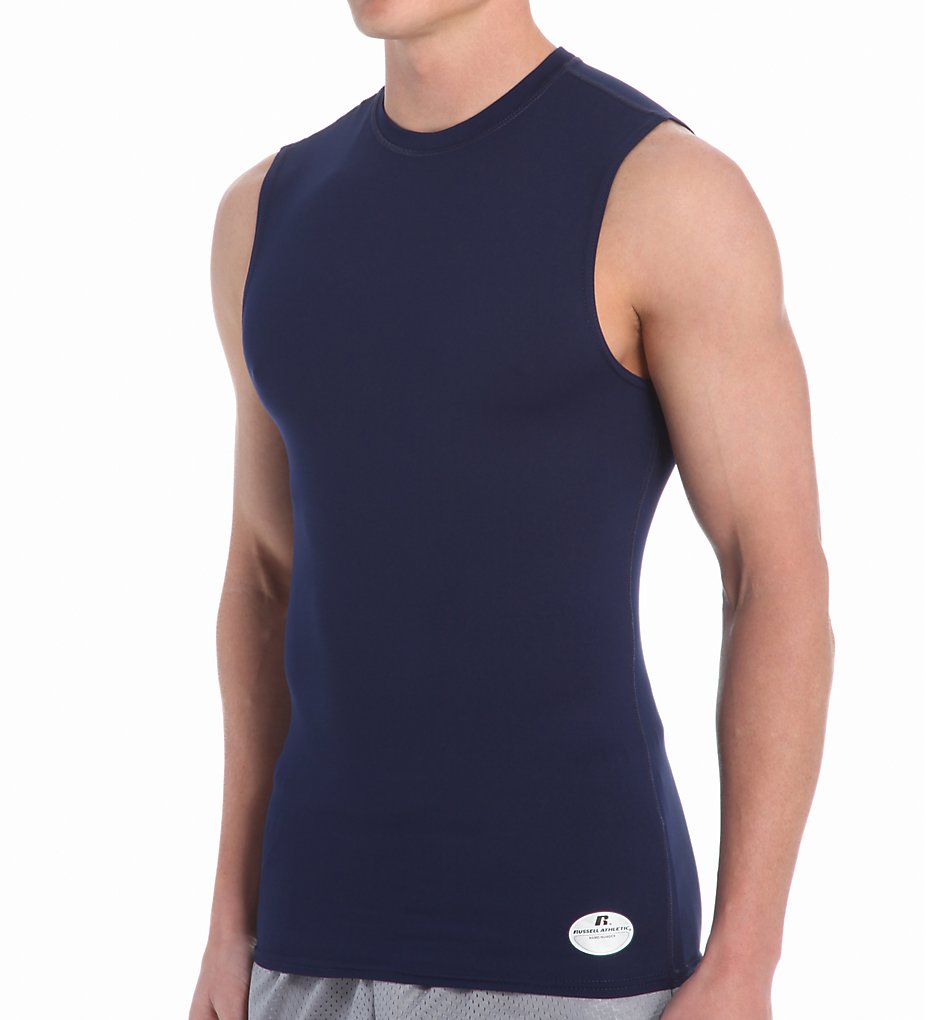 Russell 2P2S2MK Stock Performance Sleeveless Compression Crew (Navy)