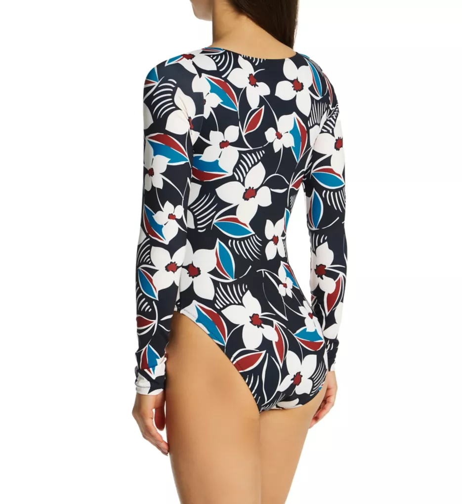 Moody Blooms Long Sleeve High Leg One Pc Swimsuit Multi XS