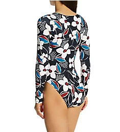 Moody Blooms Long Sleeve High Leg One Pc Swimsuit