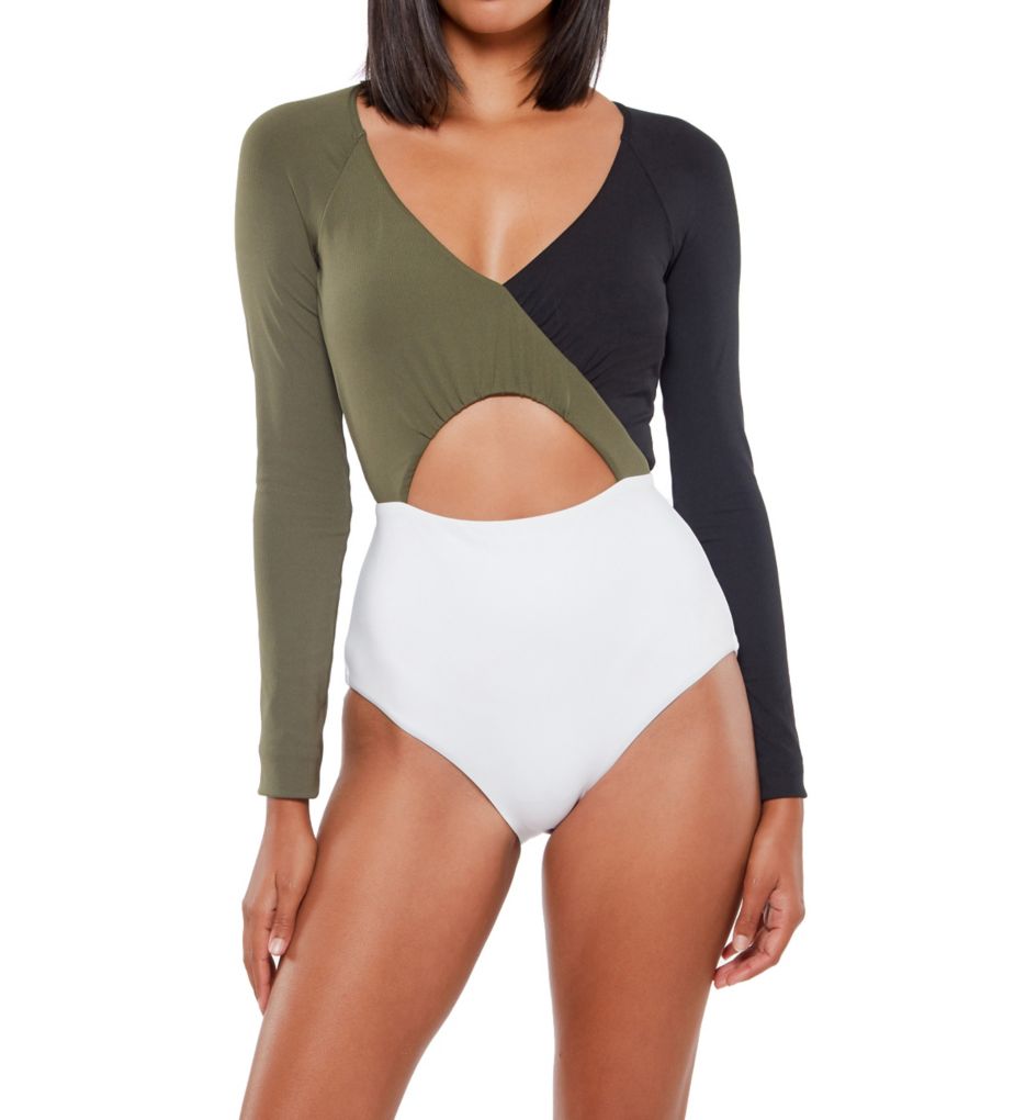 Block Party Long Sleeve One Piece Swimsuit-gs