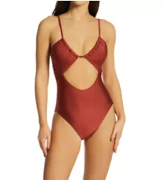 Glistening in Sun Solids Cutout One Pc Swimsuit