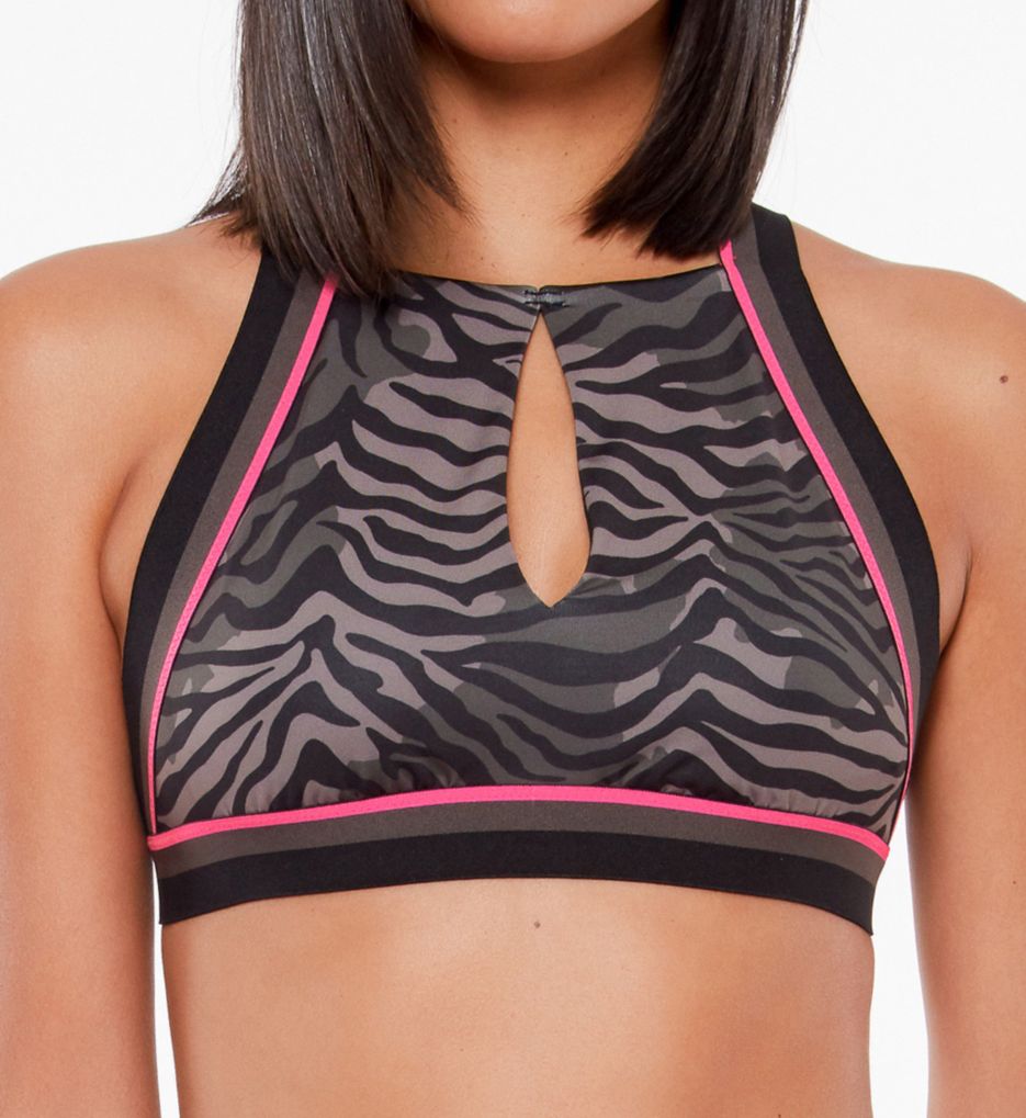 Here Kitty Kitty Keyhole High Neck Swim Top-gs