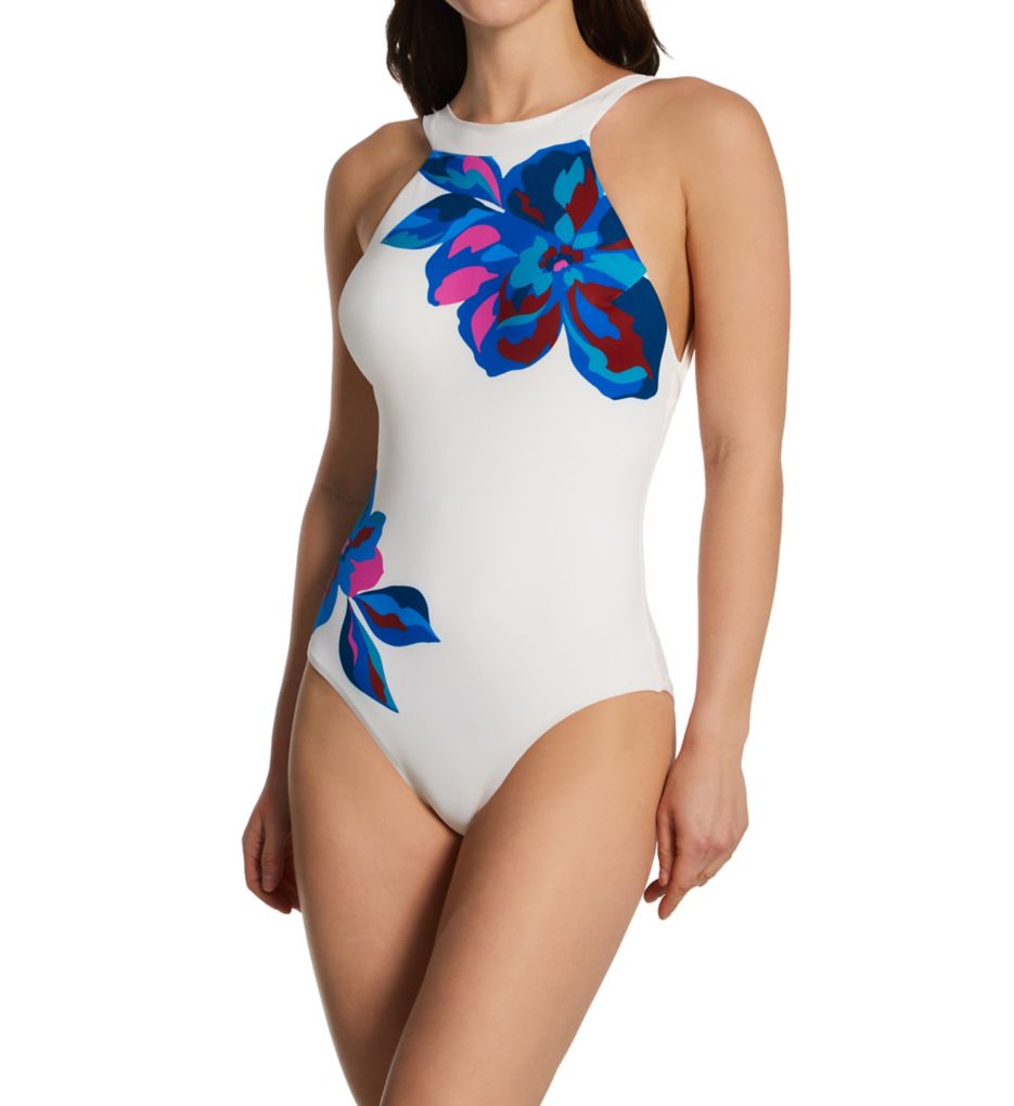 Recycled Microfibre High-Cut One-Piece Swimsuit with Cut-Out and