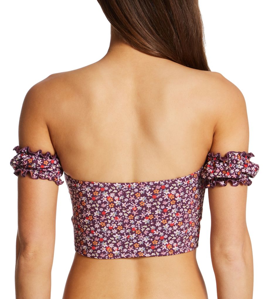 Micro Garden Dot Peasant Off The Shoulder Swim Top