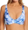 Sanctuary Poolside Tie Dye Plunge Underwire Tri Swim Top PS22307 - Image 1