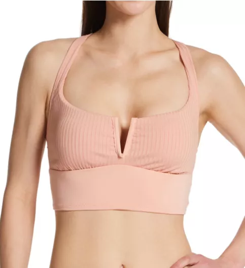 Sanctuary Refresh Rib V-Wire Crop Racerback Bra Swim Top RR22404