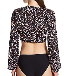 Stay Cool Leopard Knot Front Cover Up Top Multi XS