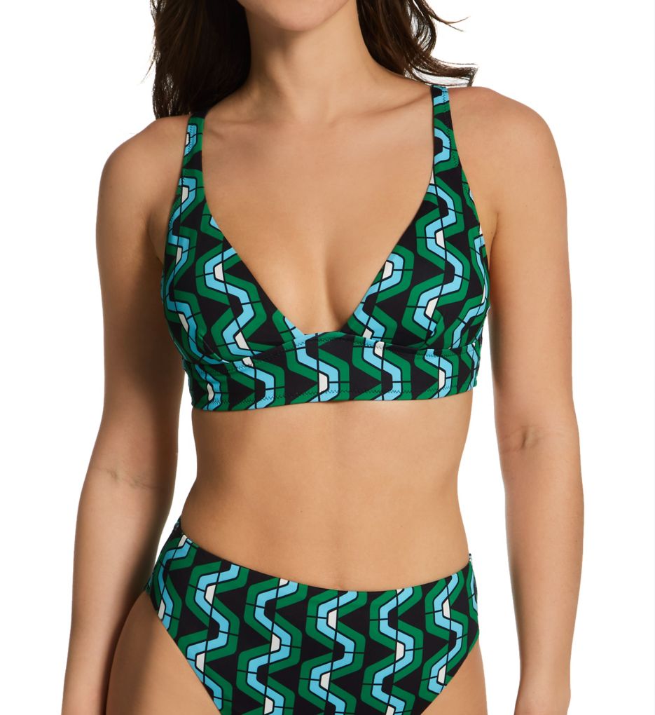 Geo Wave Long Line Tall Triangle Swim Top