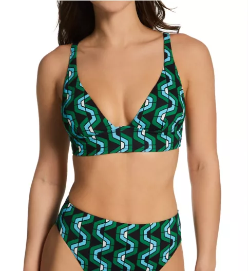 Sanctuary Geo Wave Long Line Tall Triangle Swim Top W23102